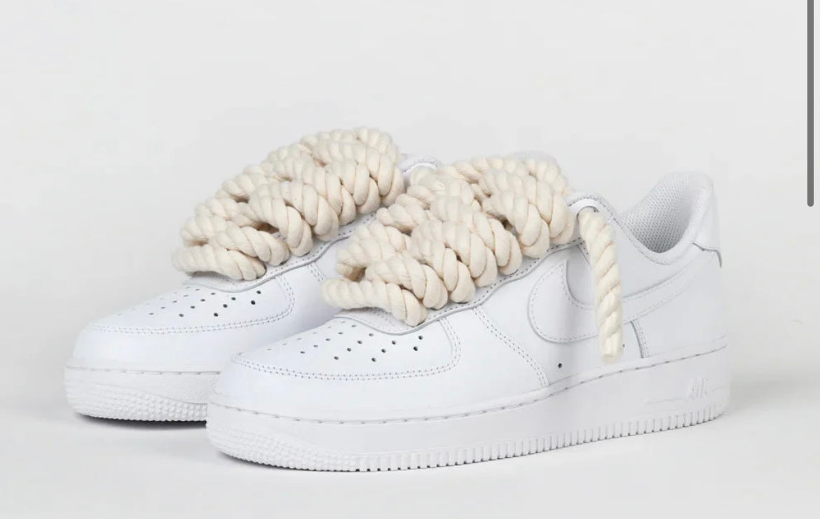 Customised air force with big laces (white)