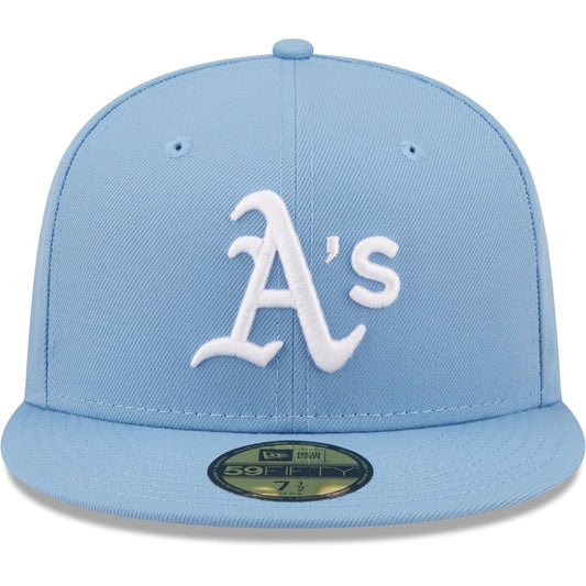 Mens New Era Sky Blue Oakland Athletics Logo White 59FIFTY Fitted Hat
