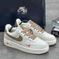 Nike Air Force 1 Low " Yohood " White and Brown with Red swooshes