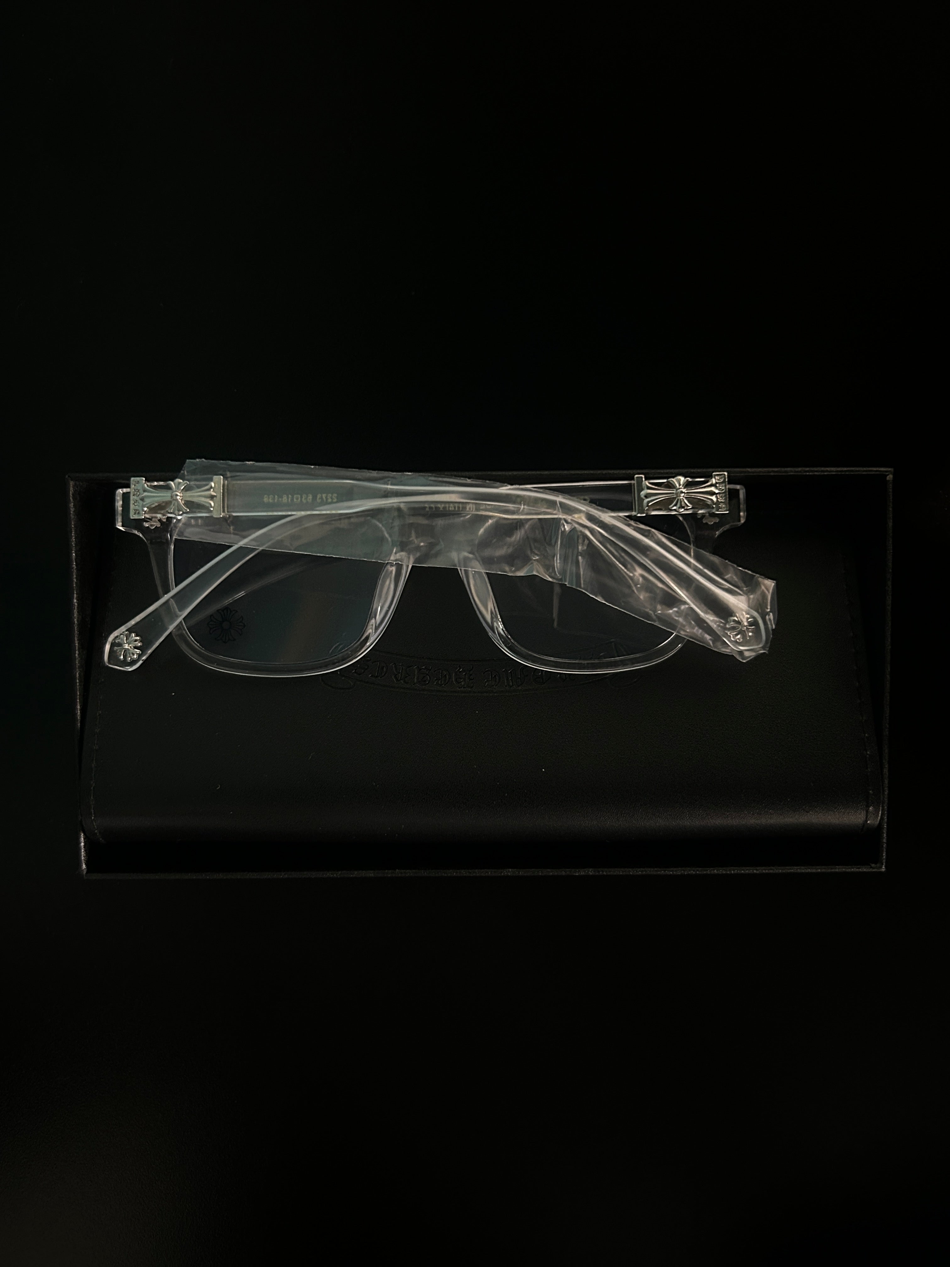 Chrome heart glasses - clear & silver badges