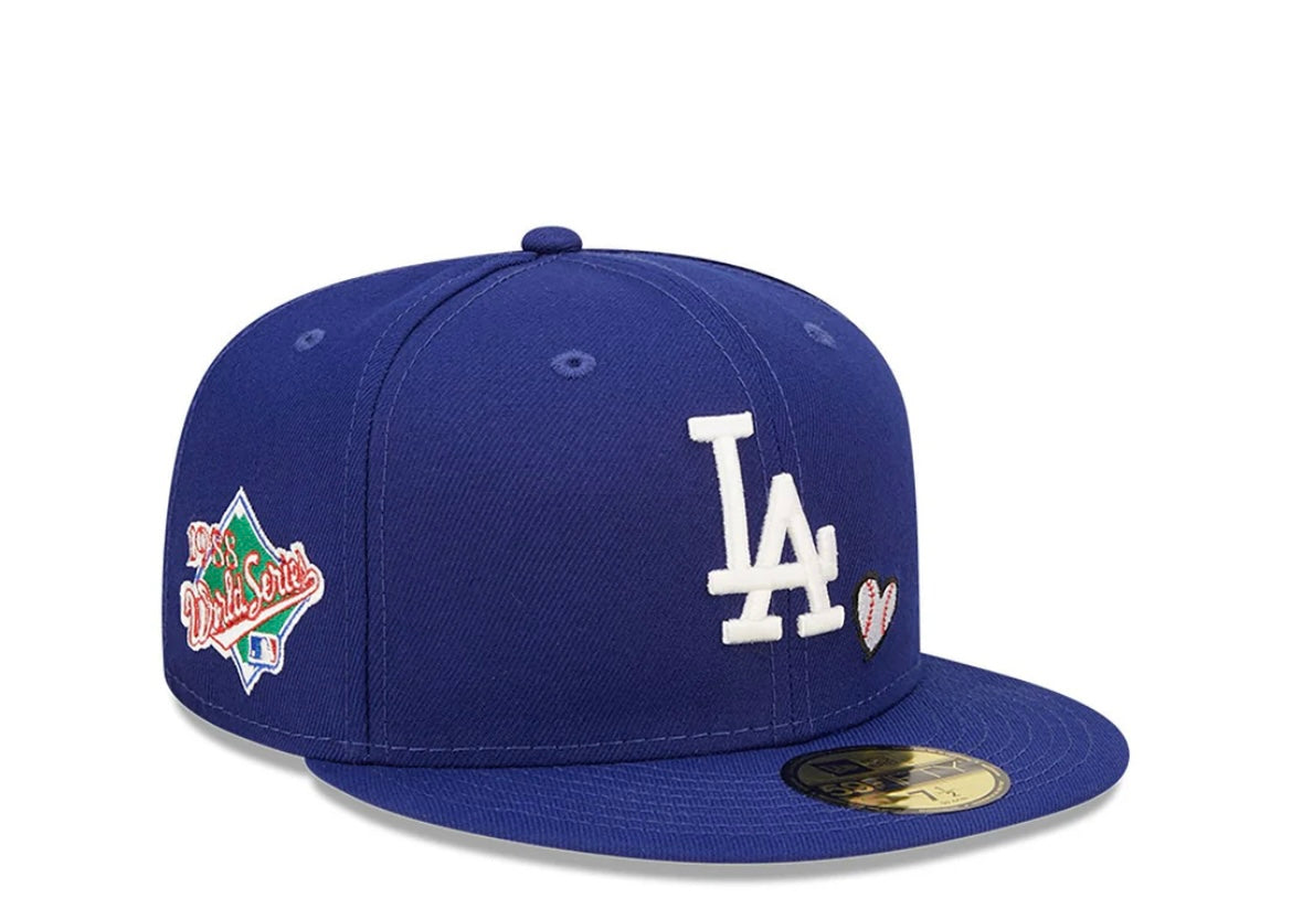 Los angles Dodgers MLB Team heart blue 59 Fitted cap