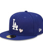 Los angles Dodgers MLB Team heart blue 59 Fitted cap